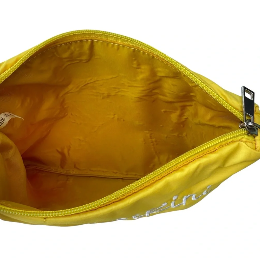 Charming Charlie Yellow Cosmetic Bag with‎ Blue Bow